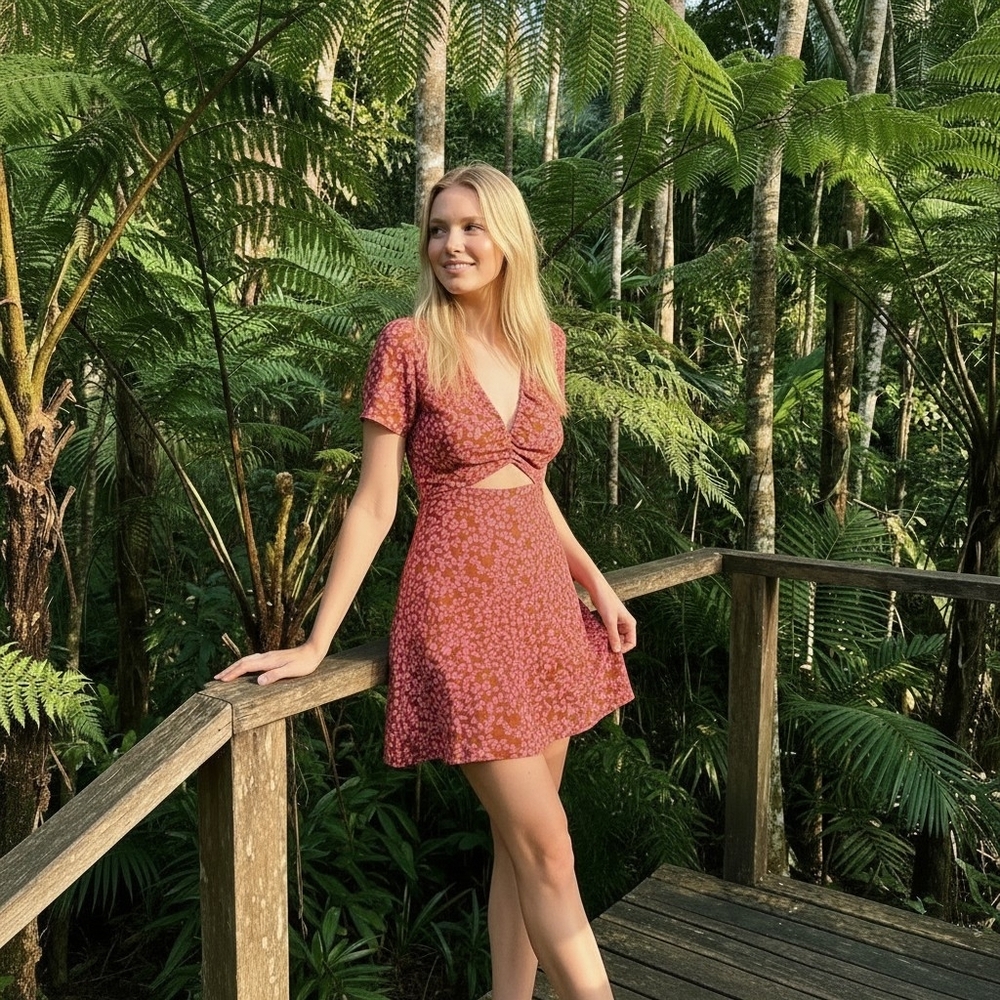 Free People Marsaille Mini Dress - Leopard Print Ruched Cutout - Size M - NWT
